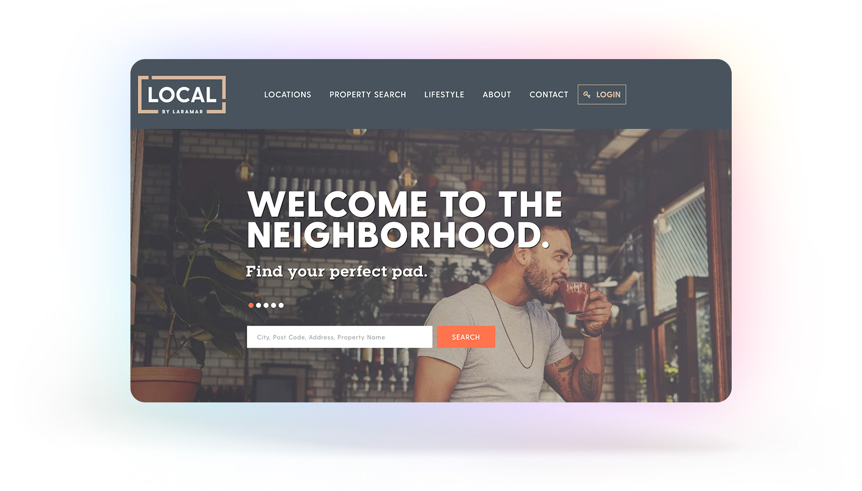 Screenshot of Local by Laramar website against a gradient background