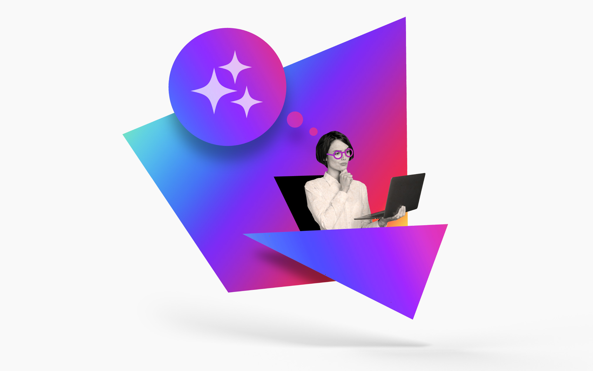 A person with glasses holding a laptop debating an apartment website audit with AI